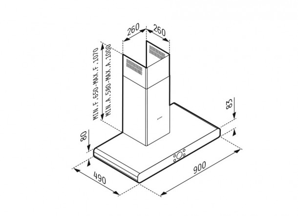 Απορροφητήρας Τοίχου 90 cm Viraggio - Pyramis 1