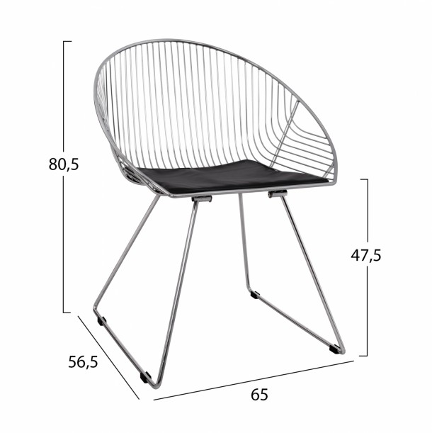 ΚΑΡΕΚΛΑ ΜΕΤΑΛΛΙΚΗ CURVE 65x56,5x80,5 εκ. FB5466.100 ΣΕ ΑΣΗΜΙ ΧΡΩΜΑ 1