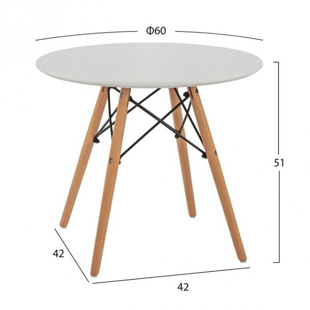 ΤΡΑΠΕΖΙ KID FB98451.01 ΣΤΡΟΓΓYΛΟ Φ60X51Υ ΛΕΥΚΟ 1