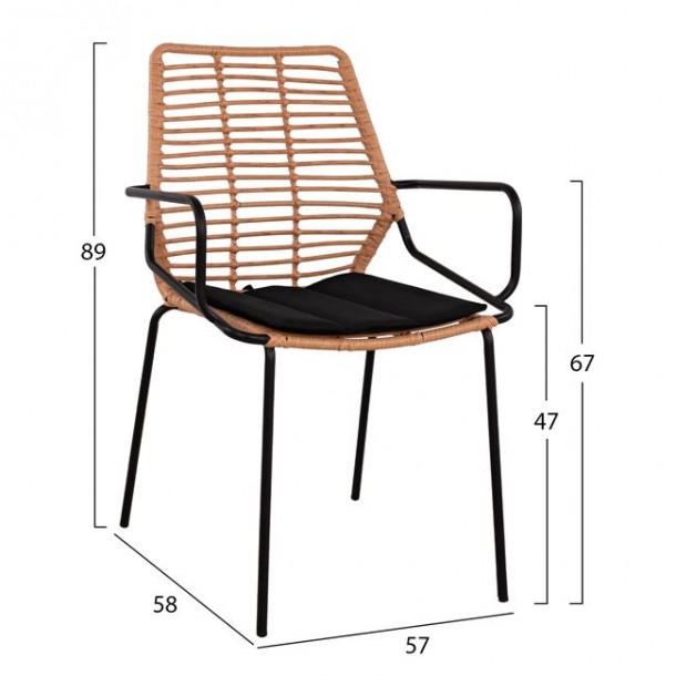 ΣΕΤ 3ΤΜΧ WICKER ΜΕ ΤΡΑΠΕΖΙ 80X80Χ78Υ ΜΠΕΖ & ΜΑΥΡΟ ΧΡΩΜΑ FB910481 2