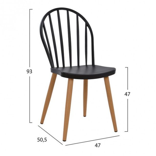 ΣΕΤ 5ΤΜΧ ΤΡΑΠΕΖΙ 110x70x76 cm SONAMA & ΚΑΡΕΚΛΕΣ ΠΟΛΥΠΡΟΠΥΛΕΝΙΟΥ ΜΑΥΡΕΣ ΜΕΤΑΛΛΙΚΑ ΠΟΔΙΑ FB911016 2