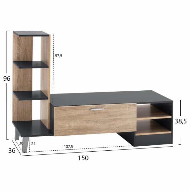 ΕΠΙΠΛΟ ΤΗΛΕΟΡΑΣΗΣ FB92250.10 ΓΚΡΙ - SONAMA 150x36x96 εκ. 1