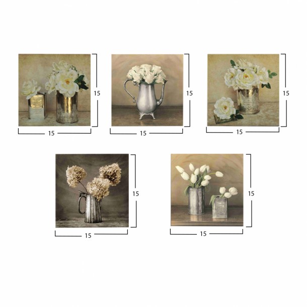 ΠΙΝΑΚΑΣ ΠΕΝΤΑΠΤΥΧΟ MDF ROMANTIC FLOWERS FB97205.02 75X0,3X15 εκ. 1