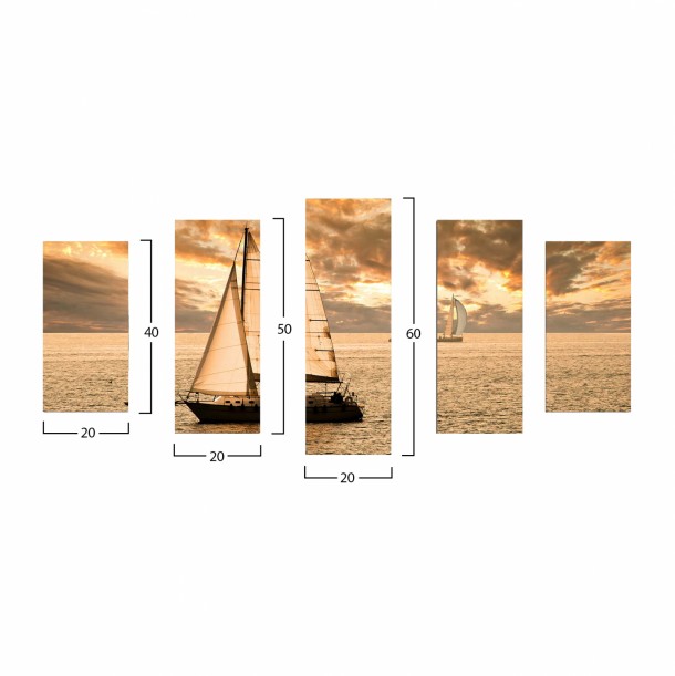 ΠΙΝΑΚΑΣ ΠΕΝΤΑΠΤΥΧΟ MDF SUNSET SAILING FB97206.01 100X0,3X60 εκ. 1