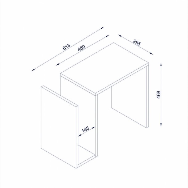 ΒΟΗΘΗΤΙΚΟ ΤΡΑΠΕΖΙ ΜΕΛΑΜΙΝΗΣ ΛΕΥΚΟ FB98879.01 61,3Χ29,5Χ46,8 εκ. 2