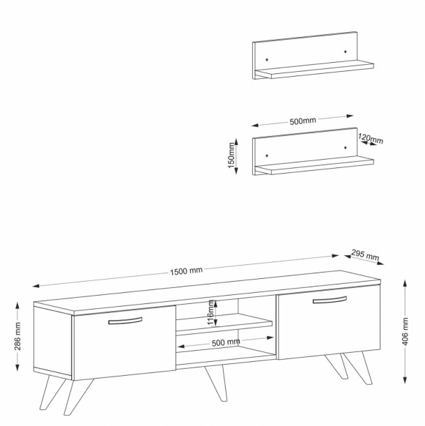 ΣΥΝΘΕΤΟ ΤΗΛΕΟΡΑΣΗΣ ΚΑΡΥΔΙ-ΛΕΥΚΟ 150x29,5x40,6 εκ.FB98910.02 2