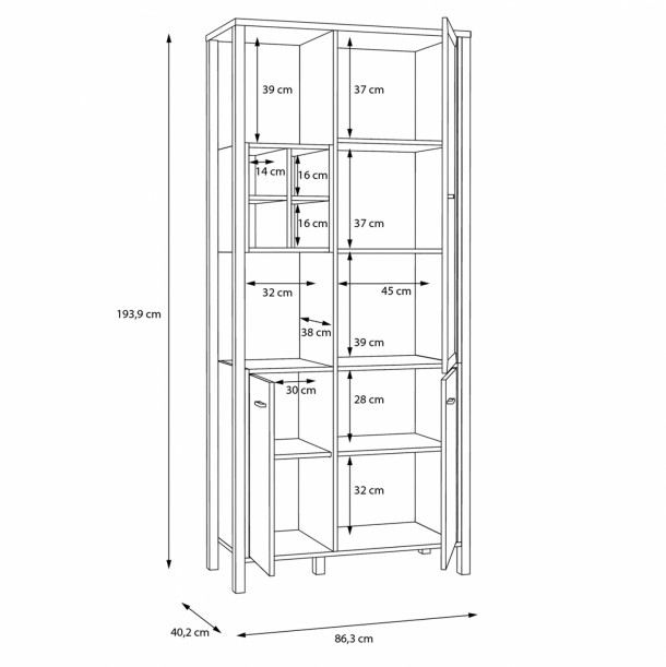 ΒΙΤΡΙΝΑ ΡΑΦΙΕΡΑ FB98819 ΜΑΥΡΟ ΦΥΣΙΚΟ 86,3x40,2x193,9 εκ. 3