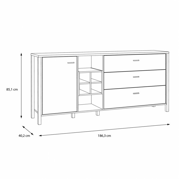 ΜΠΟΥΦΕΣ ΜΕΛΑΜΙΝΗΣ FB98817 ΜΑΥΡΟ ΦΥΣΙΚΟ 186,3x40,2x85,1 εκ. 2