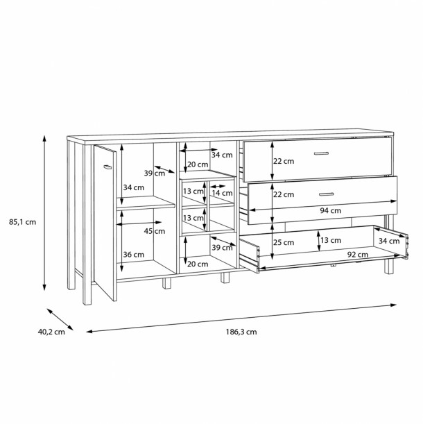 ΜΠΟΥΦΕΣ ΜΕΛΑΜΙΝΗΣ FB98817 ΜΑΥΡΟ ΦΥΣΙΚΟ 186,3x40,2x85,1 εκ. 3