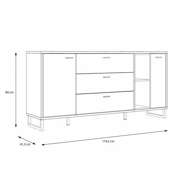 ΜΠΟΥΦΕΣ ΜΕΛΑΜΙΝΗΣ FB98829 ΜΑΥΡΟ ΦΥΣΙΚΟ 174,2x41,5x84 εκ. 2