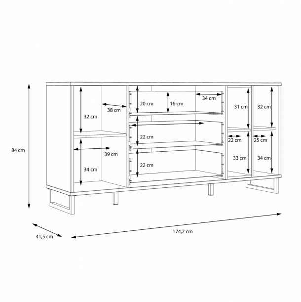 ΜΠΟΥΦΕΣ ΜΕΛΑΜΙΝΗΣ FB98829 ΜΑΥΡΟ ΦΥΣΙΚΟ 174,2x41,5x84 εκ. 3