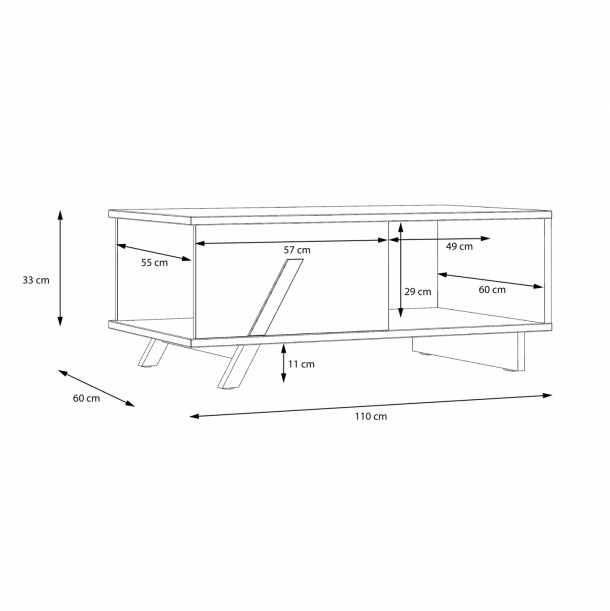 ΤΡΑΠΕΖΙ ΣΑΛΟΝΙΟΥ FB98815 ΣΤΑΧΤΙ ΜΑΥΡΟ 110x60x33 εκ. 3