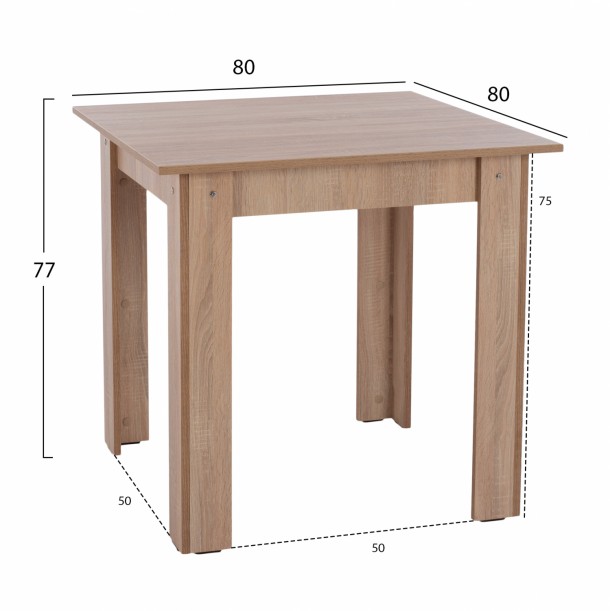 ΤΡΑΠΕΖΙ ΚΟΥΖΙΝΑΣ 80x80x77Υεκ. SONAMA OAK FB92427.01 1