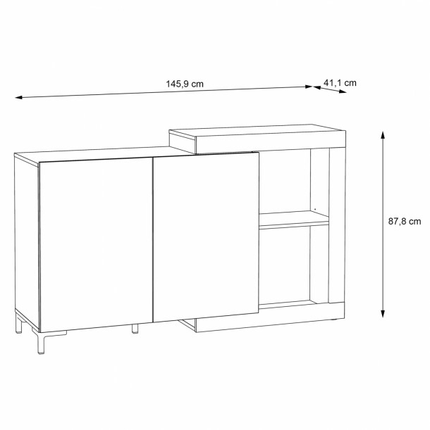 ΜΠΟΥΦΕΣ ΜΕΛΑΜΙΝΗΣ FB99021 ΔΡΥΣ ΓΚΡΙ CEMENT 145,9x41,1x87,8Υ εκ. 1