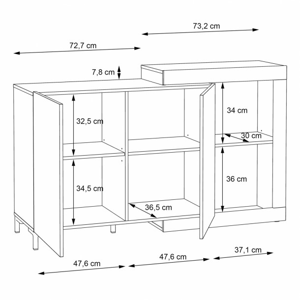 ΜΠΟΥΦΕΣ ΜΕΛΑΜΙΝΗΣ FB99021 ΔΡΥΣ ΓΚΡΙ CEMENT 145,9x41,1x87,8Υ εκ. 2