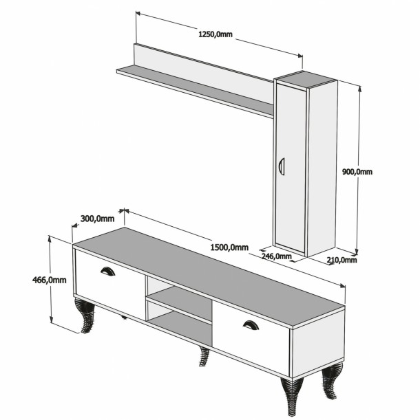 ΣΥΝΘΕΣΗ ΤΗΛΕΟΡΑΣΗΣ ΚΑΡΥΔΙ ΜΑΥΡΟ FB99232.01 150x30x46,6Y εκ. 1